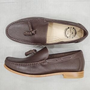 Driver Club USA tassel loafer moccasins men's size 7 brown pebbled leather
